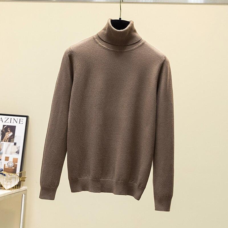 Rollkragen Pullover Wolle Frauen Pullover Herbst Winter 2023 Unten Gestrickte Pullover Jumper Langarm Lässige Strickwaren Tops 28712