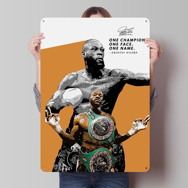 Deontay Wilder Boxer Metal Posters Custom Vintage Metal Signs Wall Art Tin Plaque for Man Cave Bedroom Decorations Home Decor