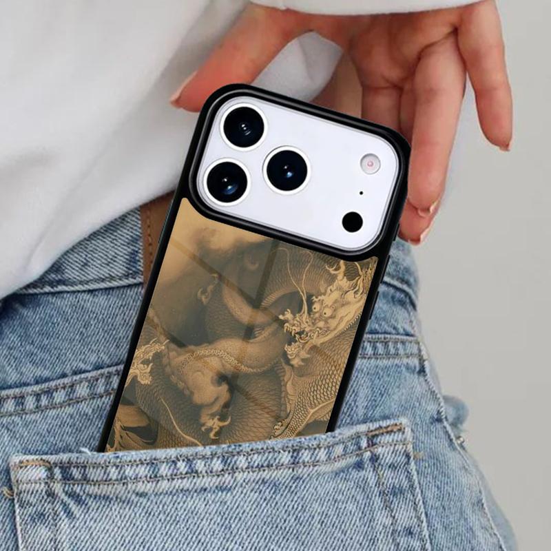 Japanese Dragon Style Phone Case for iPhone 16e 15 14 13 12 17 Pro Max Plus Air 17pro Cover Coque