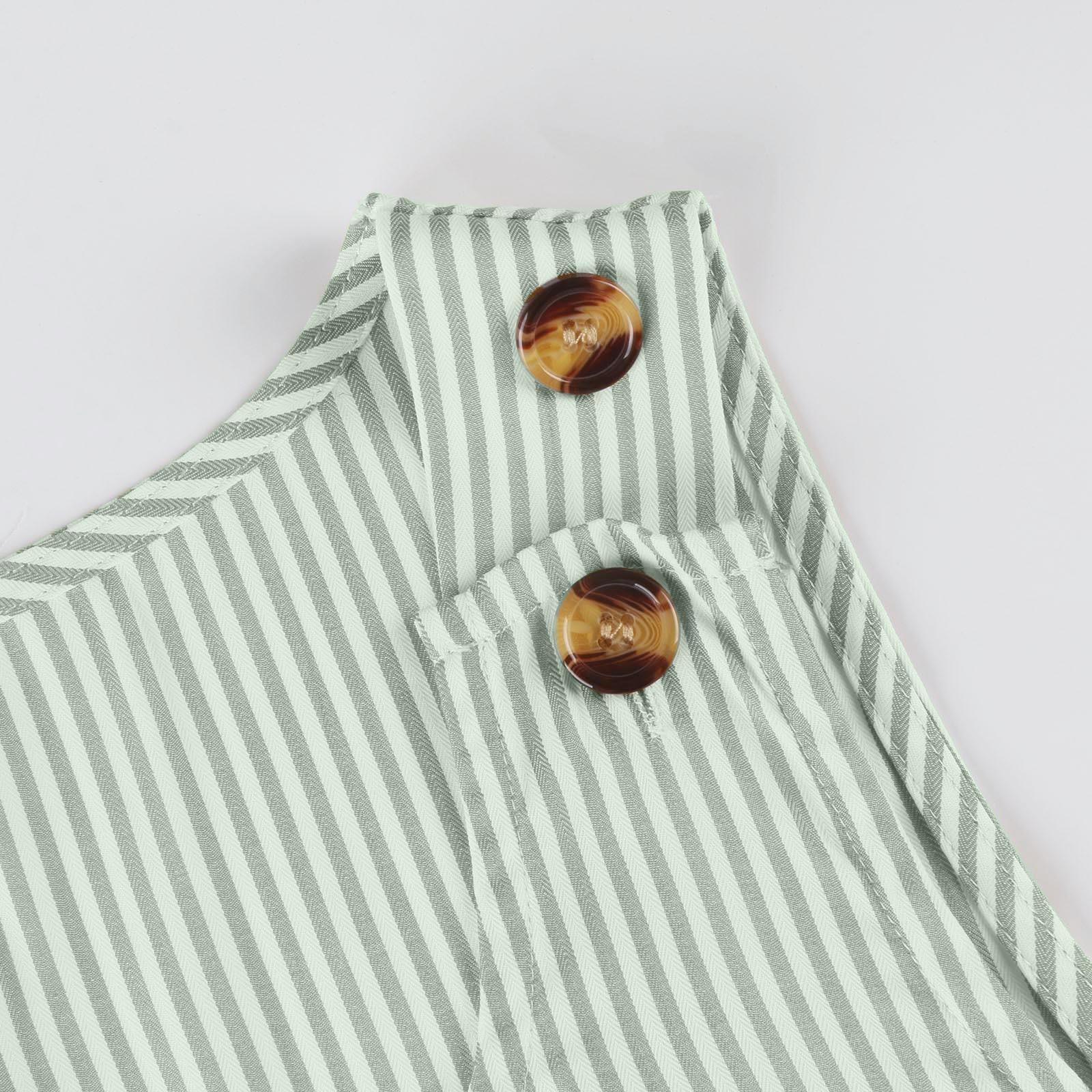 Женское повседневное модное платье с круглым вырезом и карманами в полоску на спине — фото 4