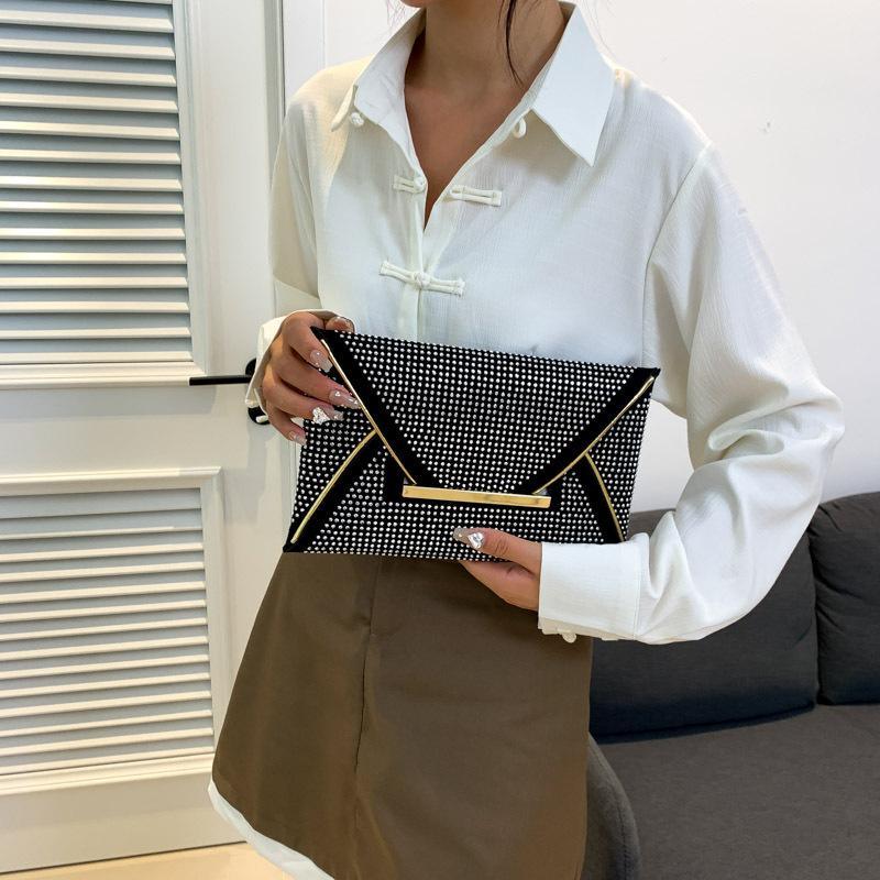 Hot diamond fashion texture trend 2025 early autumn personalized diamond inlaid new casual change clutch bag women's bag