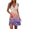 Ladies Casual Fashion V-Neck Sleeveless  Print Dress