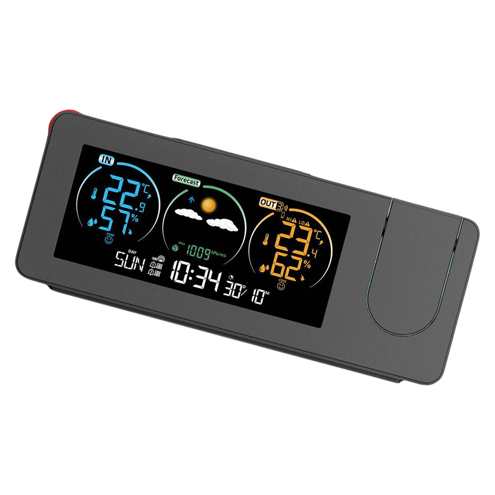 

Modern Projection Digital Alarm Clock with Temperature and Humidity Display Remote Sensors for Students and Professional