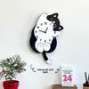 Cute Cat Tail Swaying Wall Clock Cartoon Silent Clock, Home Decoration Living Room Creative Clock Hanging On The Wall