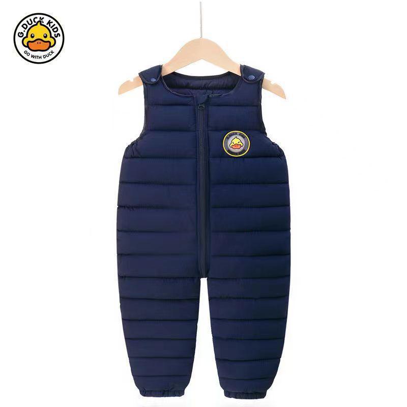 

Хлопковые комбинезоны для младенцев и малышей с прорезью в шаге - плотный зимний комбинезон для мальчиков и девочек 110cm тёмно-синий