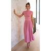 Women's High Neck Sleeveless Midi Dress Loose Cutout Waist Pleated Elegant Casual Solid Color Party Dress
