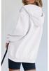 Women's Oversized Drawstring Zip Hoodie - Teen Girls' Autumn Casual Jacket Sweatshirt