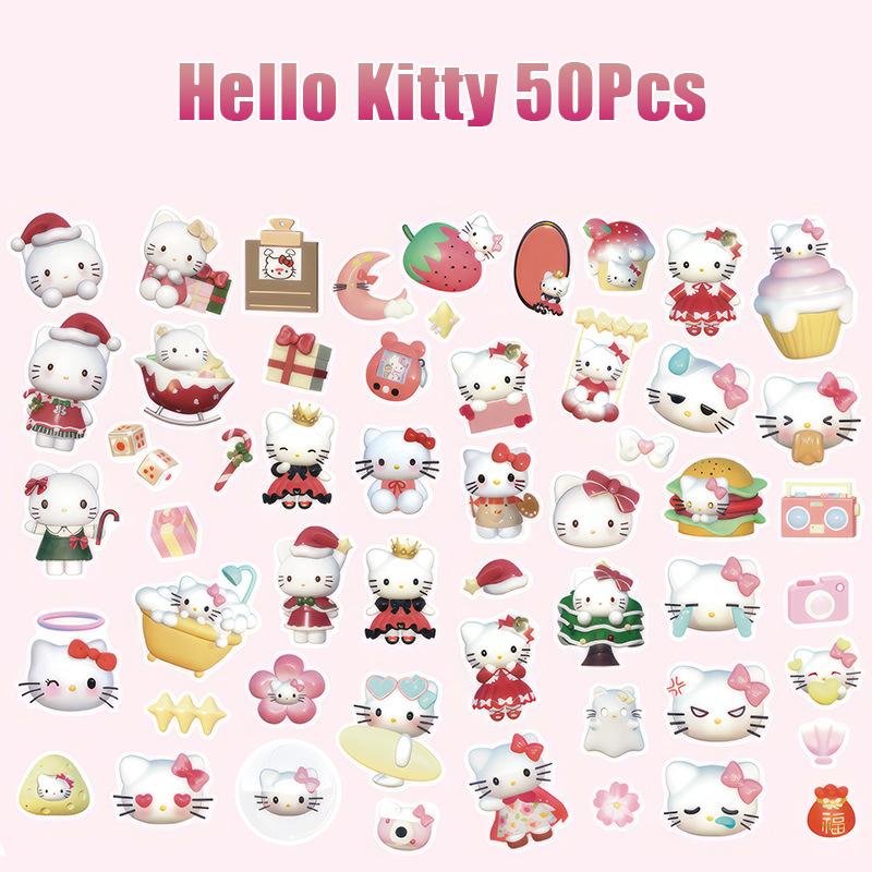 50 100Pcs Sanrio Laptop Stickers Cartoon Hello Kitty Cinnamoroll Kuromi Melody Cute Suitcase Guitar Waterproof Sticker Toys