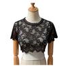 Falscher Kragen Spitze Einfarbig Durchsichtig Blumenstickerei Kurze Ärmel Unterteil Rundhals Schnelltrocknend Damen Basic Top Damenkleidung