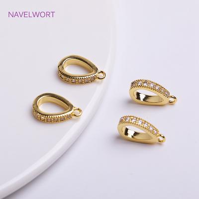 18K Gold Plated Tube Pendant Bail,Inlaid Zircon Pendant Charm Holder Spacer Connector For Fashion Jewelry Making Accessories