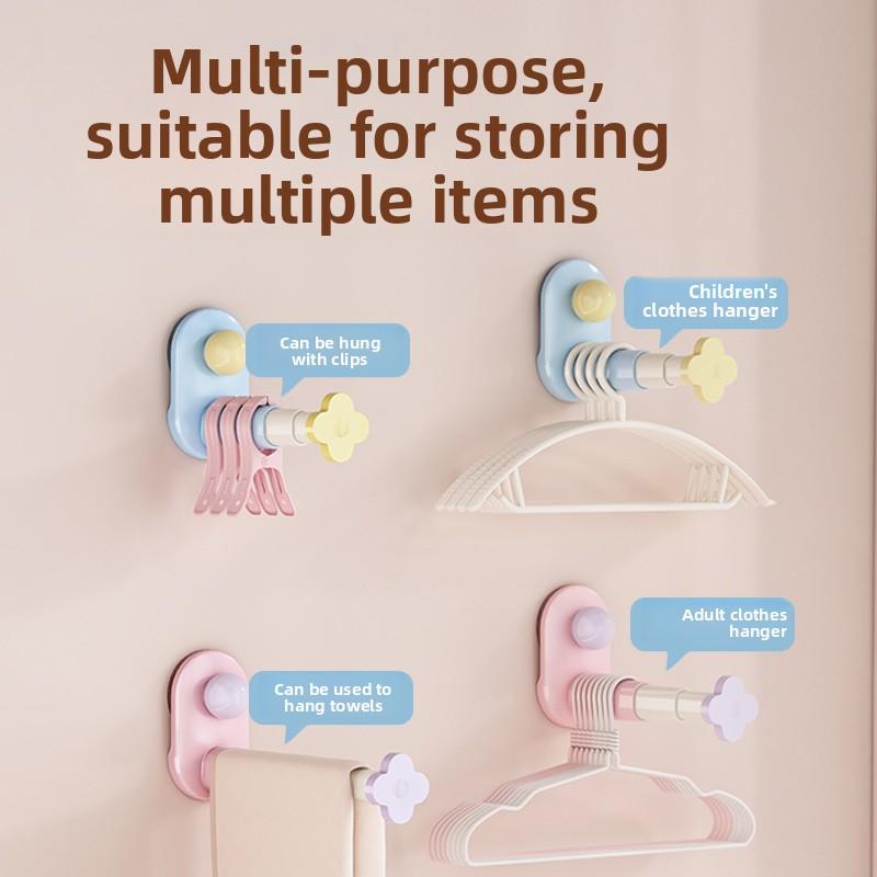 New Suction Cup Clothes Hanger Storage Rack - Multi-functional Extension Storage Rack for Home Balcony - No Drilling, Seamless Clothes Hanger Holder