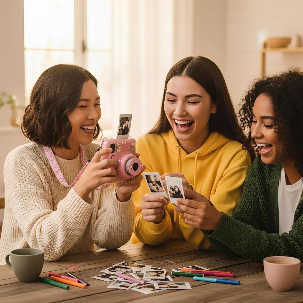 Camera protection case for Fujifilm Instax Mini SE instant cute clear hard cover with photo storage cartoon adjustable shoulder suitable for girls and