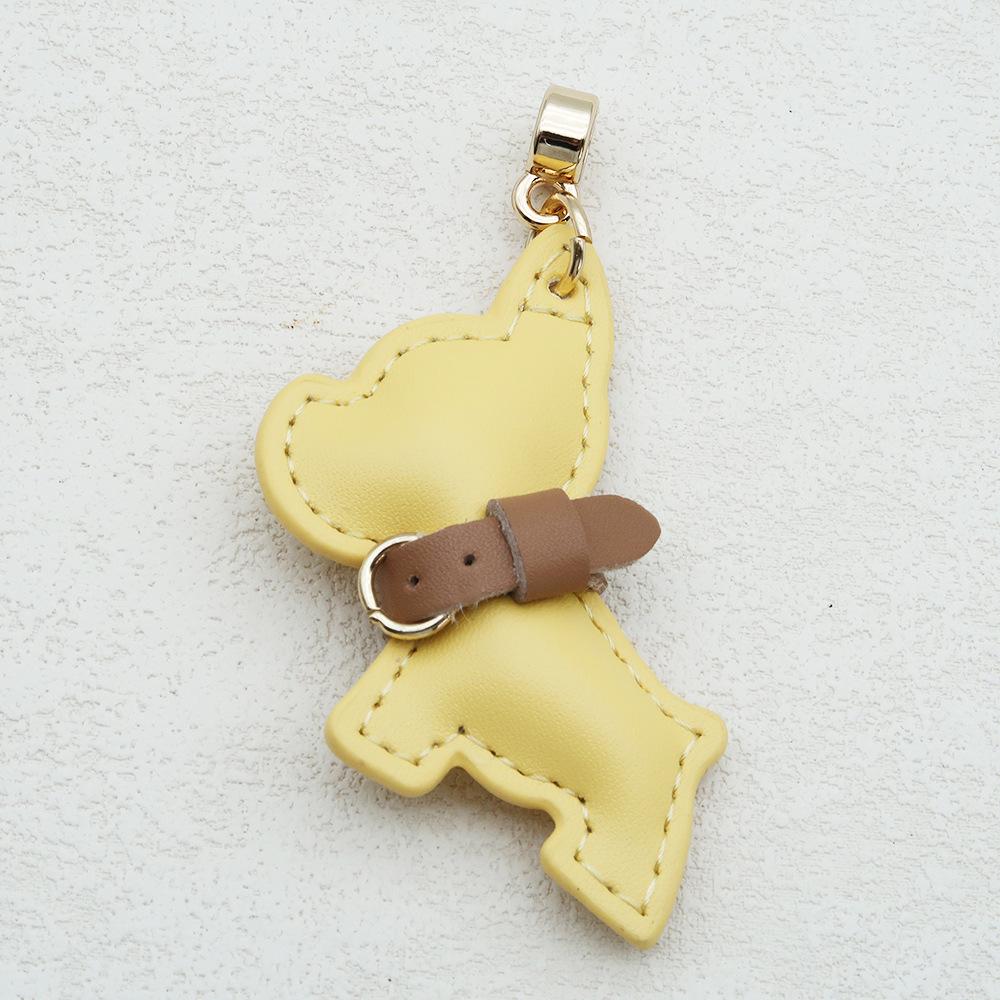 Handmade French Bulldog Genuine Leather Keychain with Anti-Lost Woven Rope Lanyard.