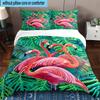 Flamingo In Tropical Paradise 3pcs Bedding,Including 1pc Duvet Cover And 2pcs Pillowcases Perfect for Christmas,Ideal for Bedroom, Dormitory