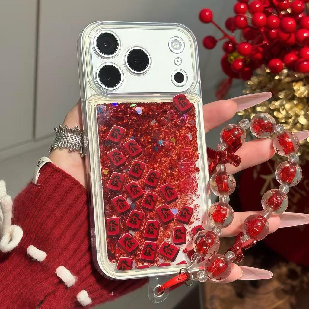 Red Rich Quicksand Shell Applies To Apple 16promax Mobile Phone Case Huawei Mate70pro Women's New P70