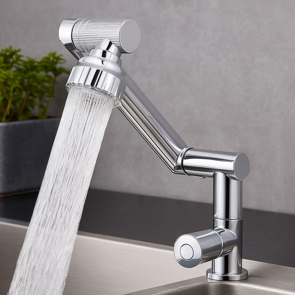 Stainless Steel Wall Mounted Faucet 360° Rotation Single Cold Water Tap  Sink Mounting