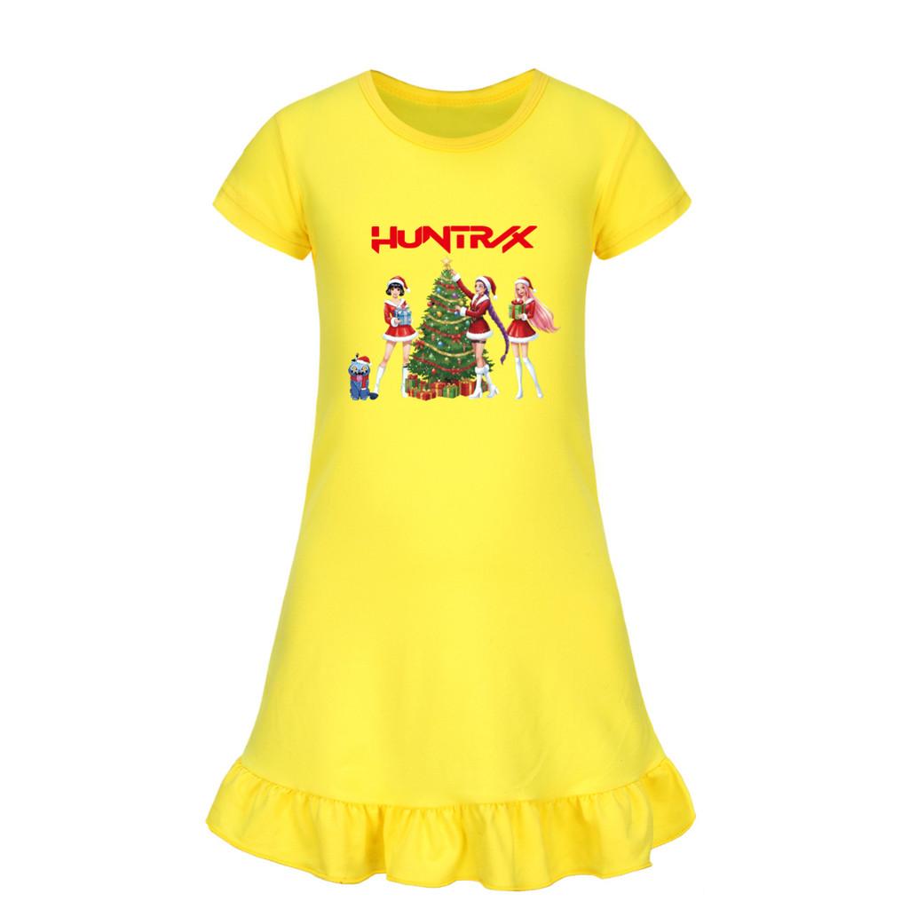5085 Kids Girls Christmas New Year Mira Zoey Rumi Printed Ruffle Short Sleeves Casual Dress