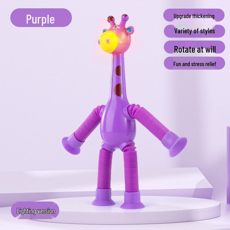 Luminous Giraffe Suction Cup Telescopic Tube - Educational & Decompression Toy for Children