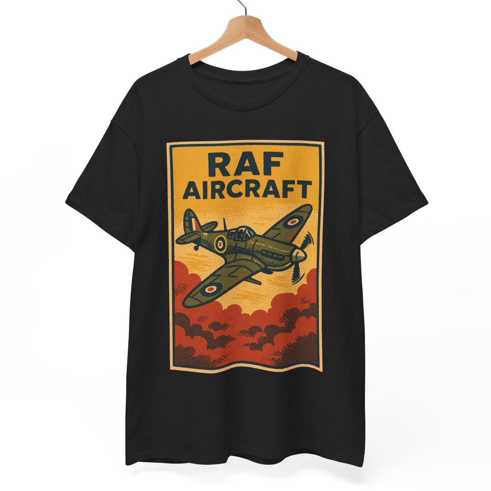 Retro RAF Aircraft T-Shirt: British Air Force Comic Style Tee S