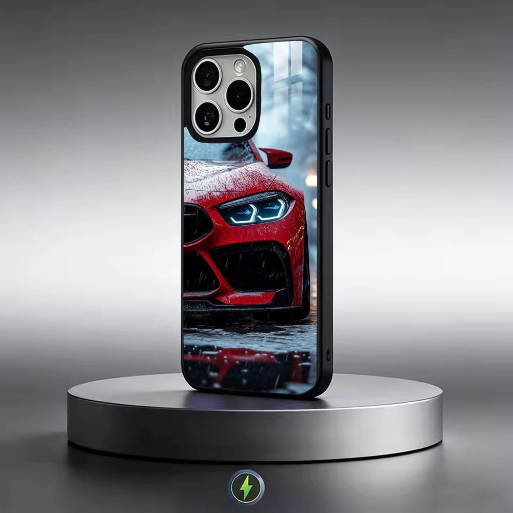 Blue Red Cars M3 M4 Phone Case For iPhone17,16,15,14,13,12,11 Plus,Pro Magnetic with Magsafe Wireless Charging