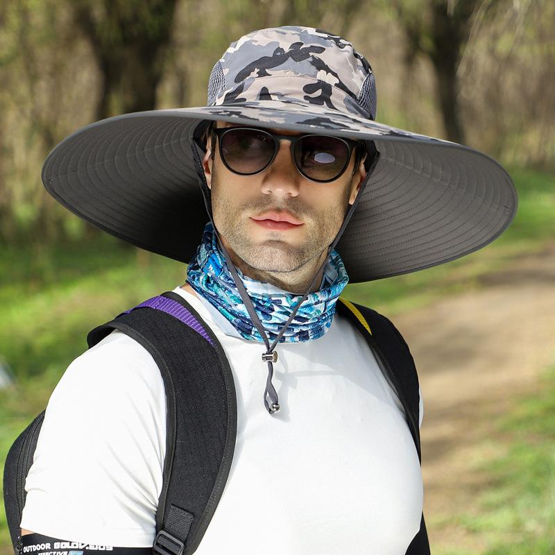 15 CM Große Krempe Sonnenschutz Männer Hut Sommer Im Freien Bergsteigen Reise Hüte Gesicht Schutz Hals Fischer Kappe Kostenloser Versand