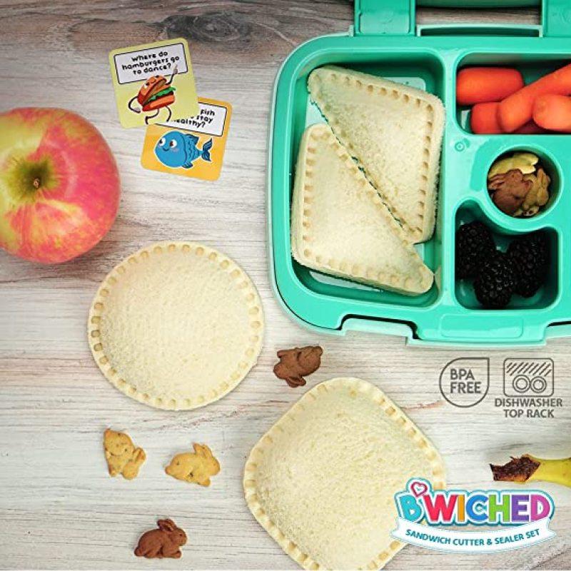 WINERMING 4pcs Sandwich Cutter & Sealer Set, Stainless Steel Lunch Molds, Kids Bento Box (Round, Heart, Star, Square