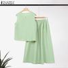 ZANZEA Women Summer Tank Tops and Long Skirts Casual Two Piece Suit Sets