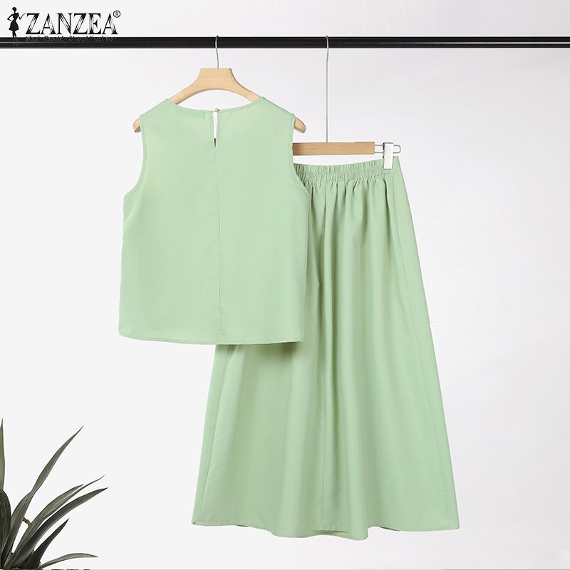 ZANZEA Women Summer Tank Tops and Long Skirts Casual Two Piece Suit Sets