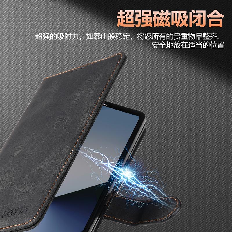 Luxury Business Magnetic Wallet Cards Solt Leather Folding Phone Case for Samsung Galaxy Z Fold 7 6 5 4 3 Bag Book Stand Cover