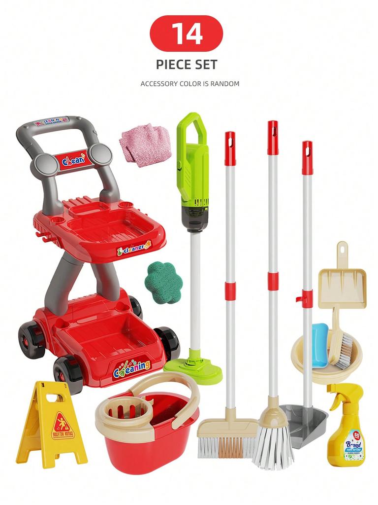Kids Cleaning Toy Set Housekeeping Electric Vacuum Cleaner Tool Girls Pretend House Play Toys Broom and Mop Set for Kids Gift