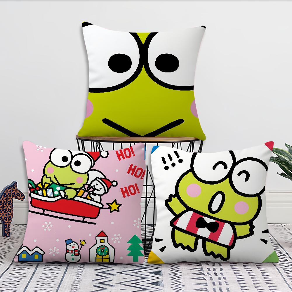 Cushion Cover Green Cartoon Soft Pillow Sro Case For Sofa Kawaii Living Room Home Frog Office K-Keroppi Decor Protective Covers