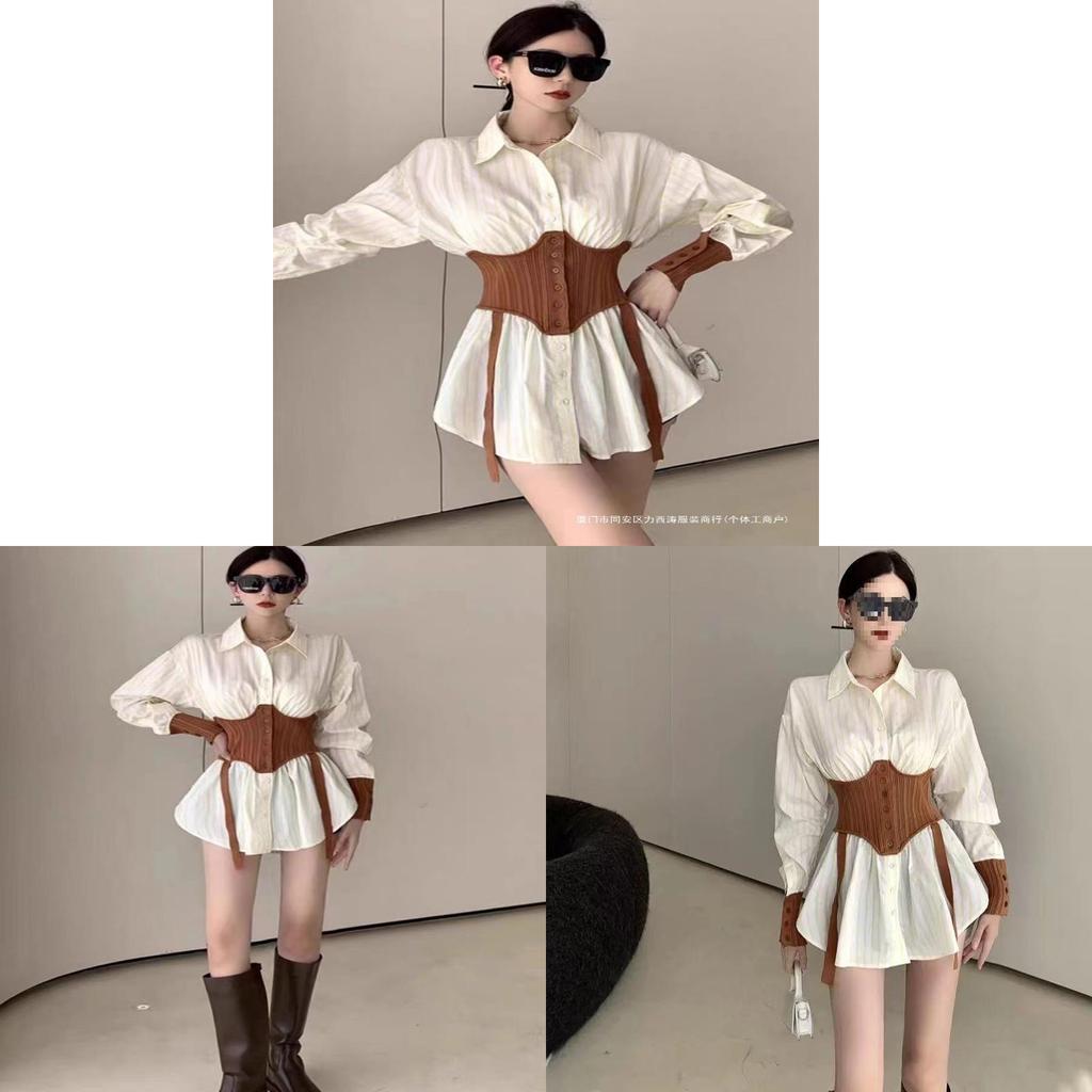 French Style Oversized Shirt With 3d Effect And Polo Collar For Women Spring Casual Wear