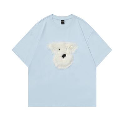 Trendy Summer New Cute Dog Trend Tricou cu mâneci scurte retro casual, imprimat, pentru bărbați și femei
