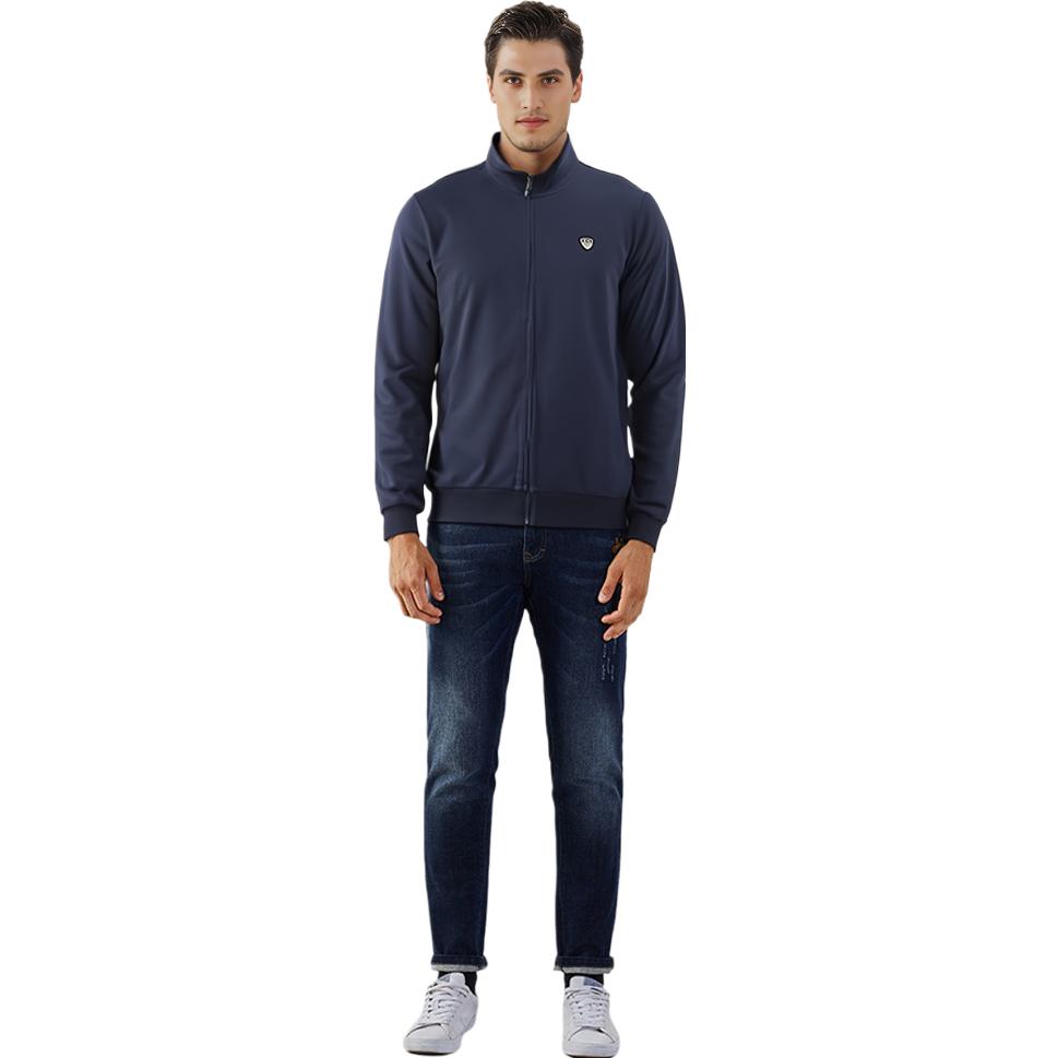 Emporio Armani Solid Color Casual Stand Collar Jacket Men jackets Navy-Blue 3HPM81-PJP7Z-1554
