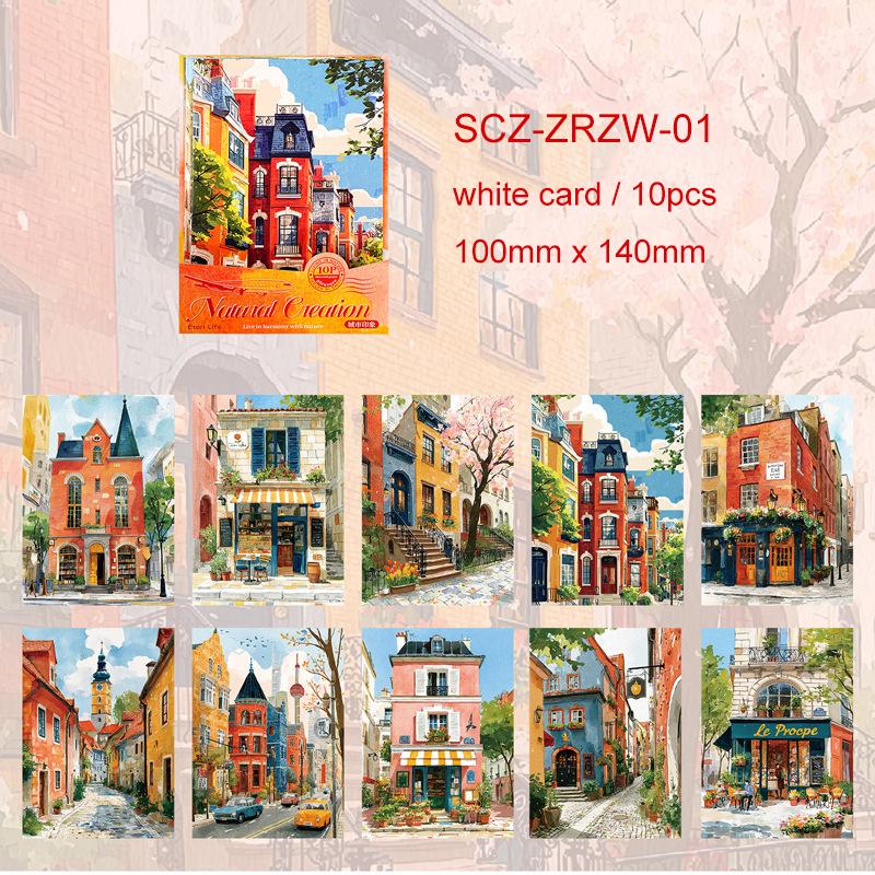 Natural Creation Series Vintage Forest City Landscape Material Paper Creative DIY Junk Journal Collage Scrapbook Stationery