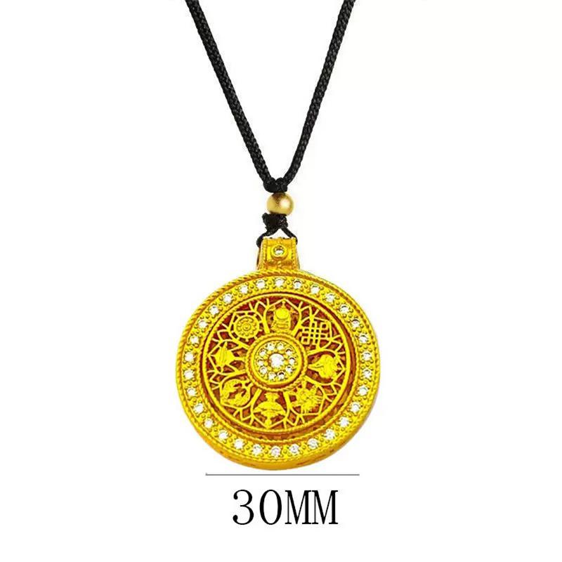 Vintage Ruyi Rotatable Pendant Good Fortune Necklace Women Fashion Versatile Round Pendant Necklace Jewelry Gifts