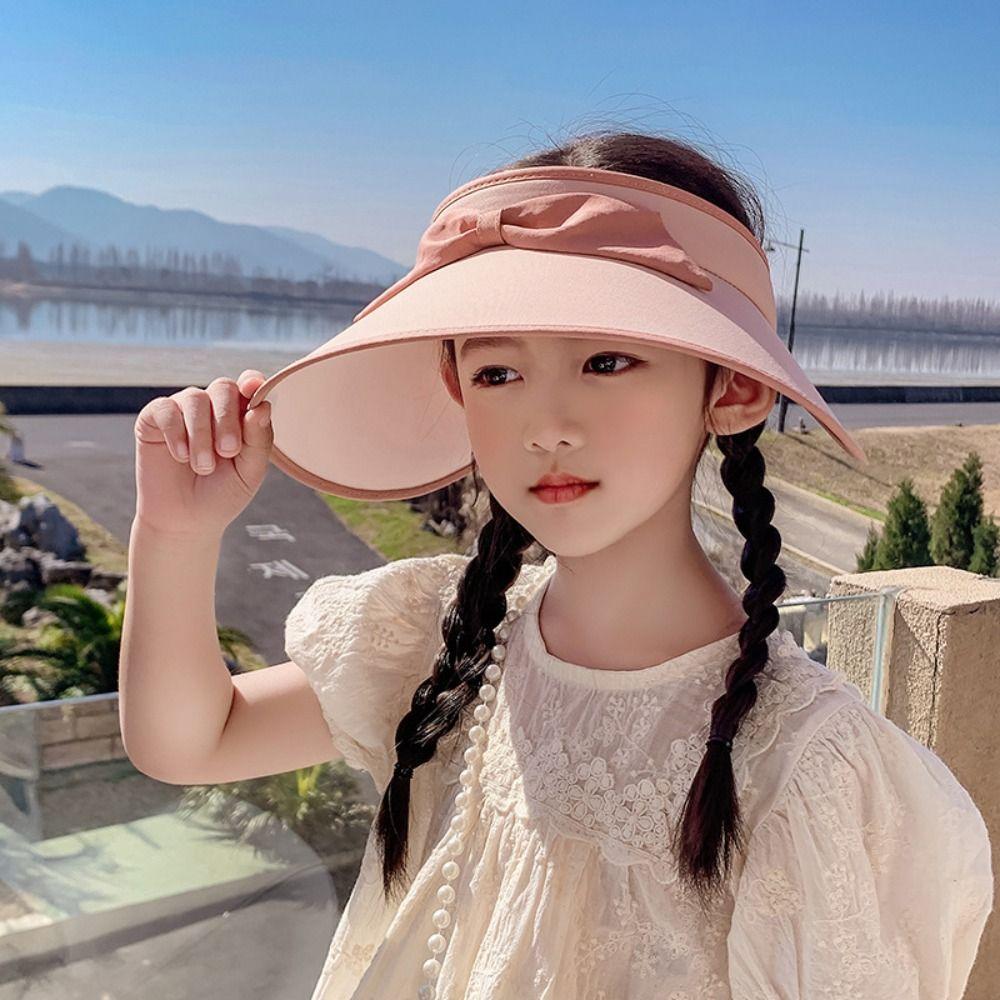 

Empty Top Kids Sun Protection Hat Bowknot Beach Hat Fashion Visor Cap Summer фіолетовий