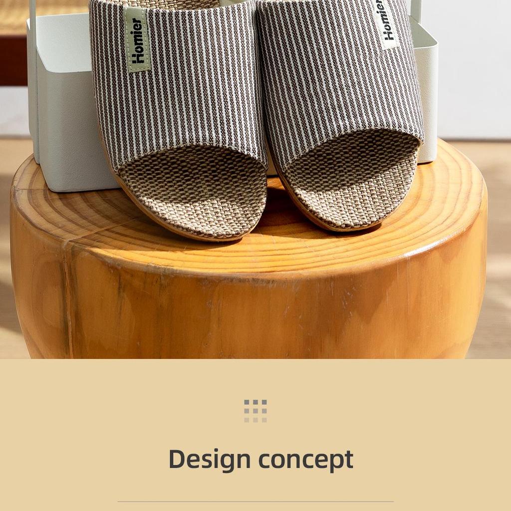 Jie Liya Linen Non-Slip Slippers - Unisex, Plus Size, Silent, Indoor/Office, All-Season