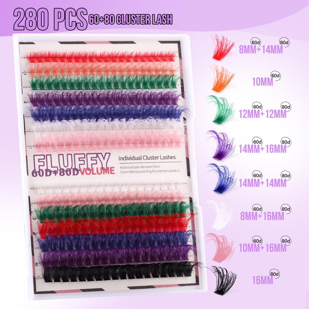 Halloween 60D80D Color Single-Cluster False Eyelash Set Diy Segmented Natural Thick D-Song Eyelashes