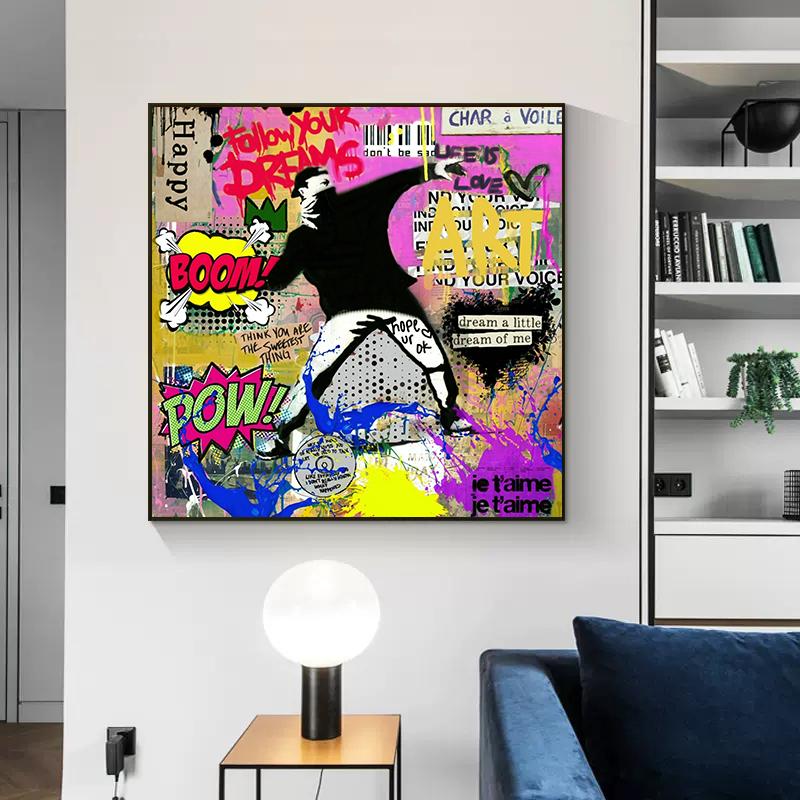 Banksy Boy Girl Röd ballong Graffitikonst Canvasmålning Street Pop Wall Art Poster Print För Vardagsrum Heminredning Cuadros