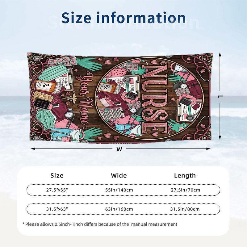 Northern Lights Bear Theme Quick Dry Beach Towel Custom Name Text Print Large Sand Resistant Towel Beach Vacation