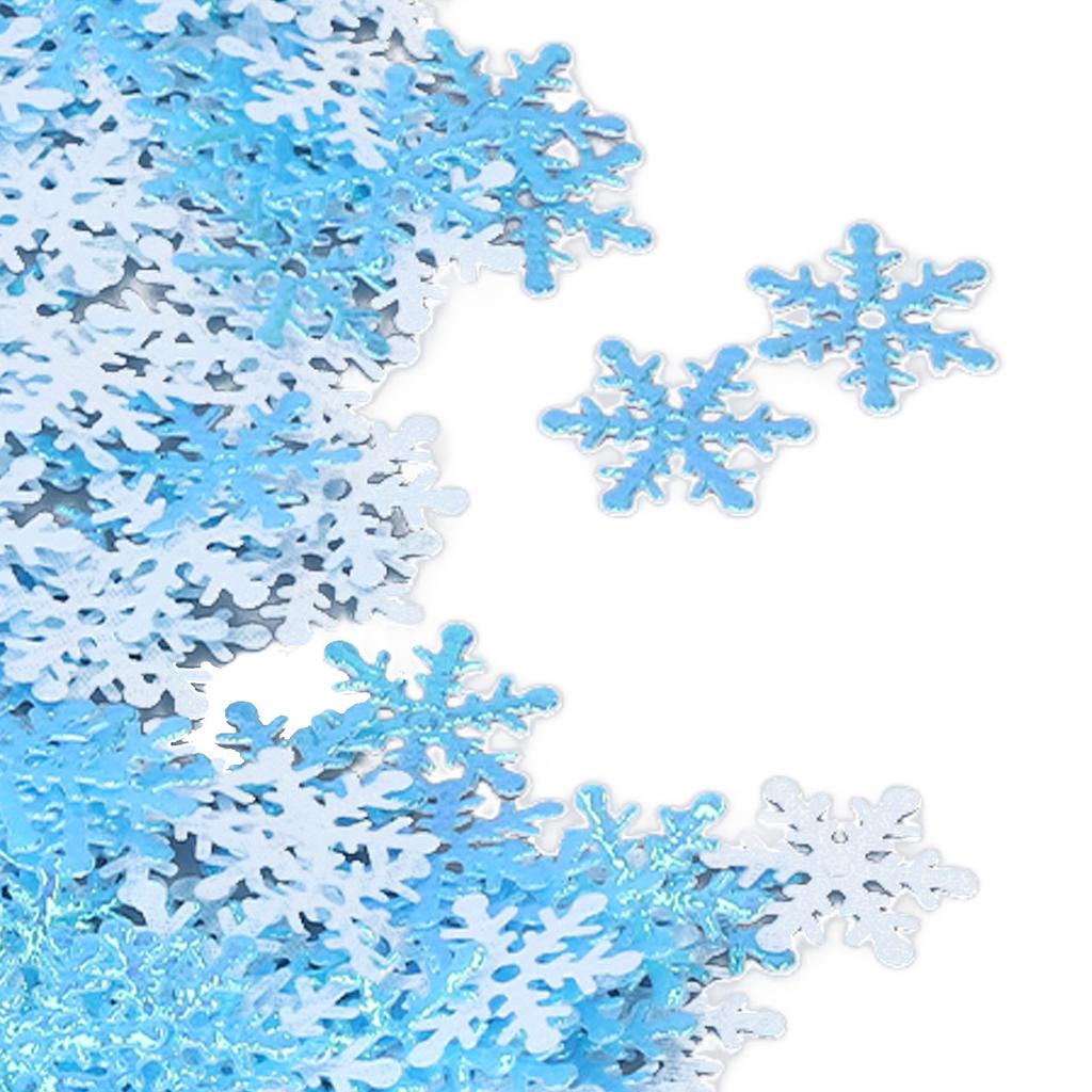1000Pcs Snowflake Confetti 0.9in Vibrant Color Reusable Plastic Multi Purpose Christmas Confetti for Box Tree Vase