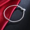 100% Silver Color Fashion 4mm Beads Chain Bracelet 20cm for Teen Girls Lady Gift Women Fine Jewelry