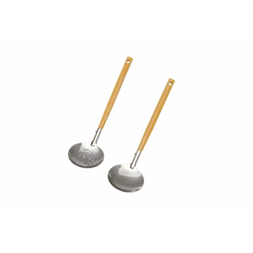 Sakai Sangyo Made in Japan Bamboo Handle Ladle (Set of 2) Syrup Ladle, Small, Easy to Hold, Small Ladle with Holes, Set of 2