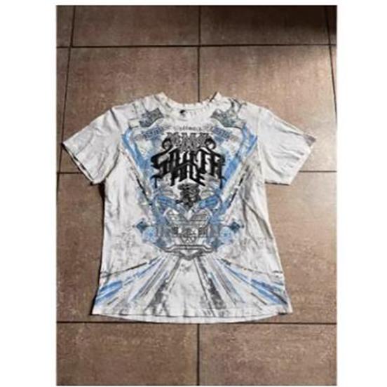 MIFENG Heren T-shirts Affliction Retro Dames T-shirt Stijl Streetwear Tee Gothic Schedel Kruis Print Trendy Grafisch Kinder T-shirts S