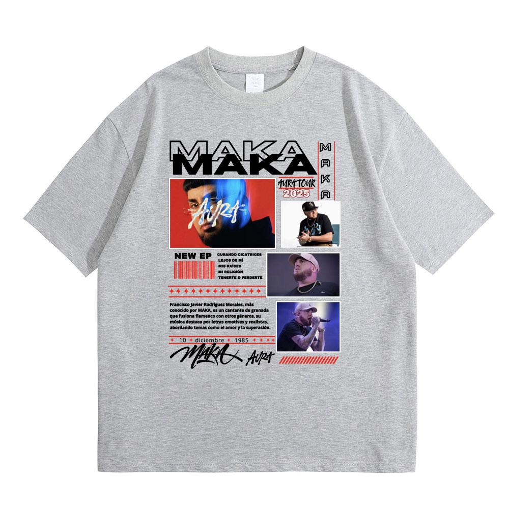 Rapper Maka Aura Tour T Shirts Men Women Hip Hop Vintage Oversized Short Sleeve T-shirts Men's Fashion Casual T-shirt Streetwear