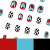 Wearable manicure Black and white checkerboard nail piece Blue and red love fake nail Wearable manicure
