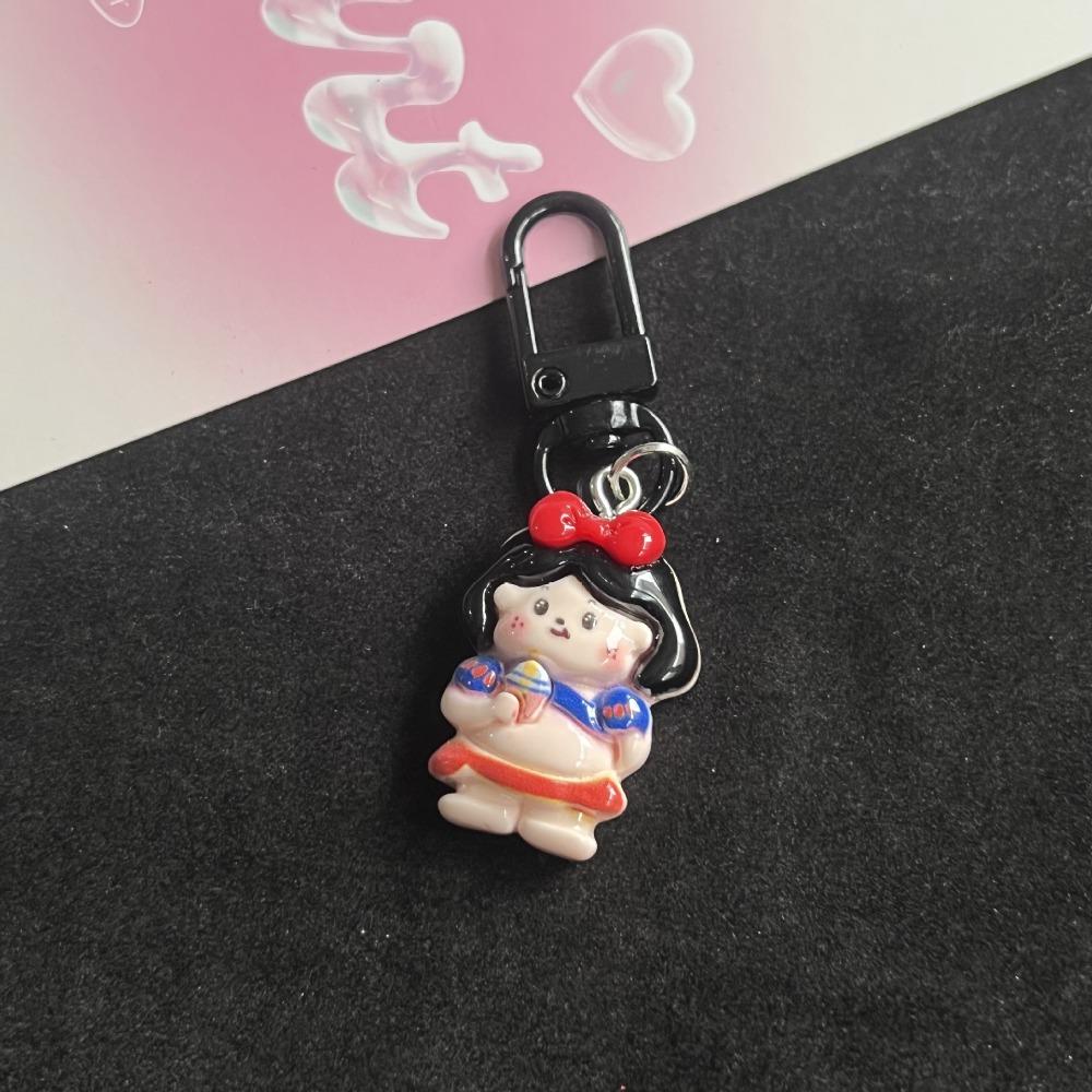Chubby Girl Cute Small Keychain Cartoon Little Metal Keyring Cartoon Resin Keychain Backpack Charm