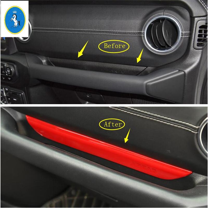 Carbon Fiber Look Car Copilot Glove Handle Decor Stripes Cover Trim For Jeep Wrangler JL 2018 -  Interior Refit Accessories