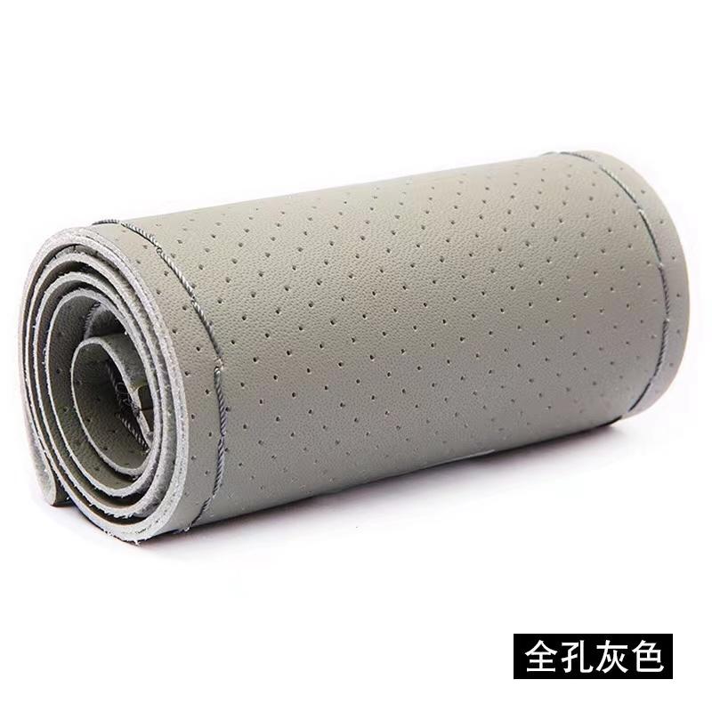 

Чехол на руль автомобиля, нескользящая мягкая искусственная кожа, 38 см, с иглами и оплеткой из ниток на руле автомобиля серый